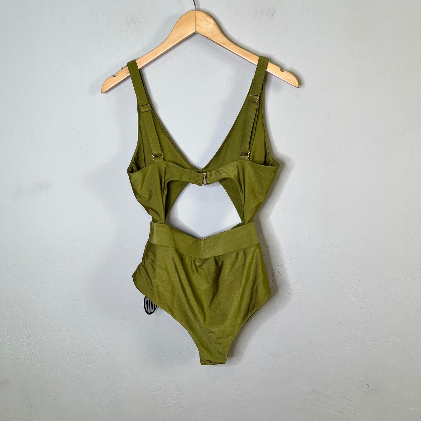 Mbm Swim Suit One Piece Aspire Size Large Olive Green Cutout Monokini New — image 2 of 5